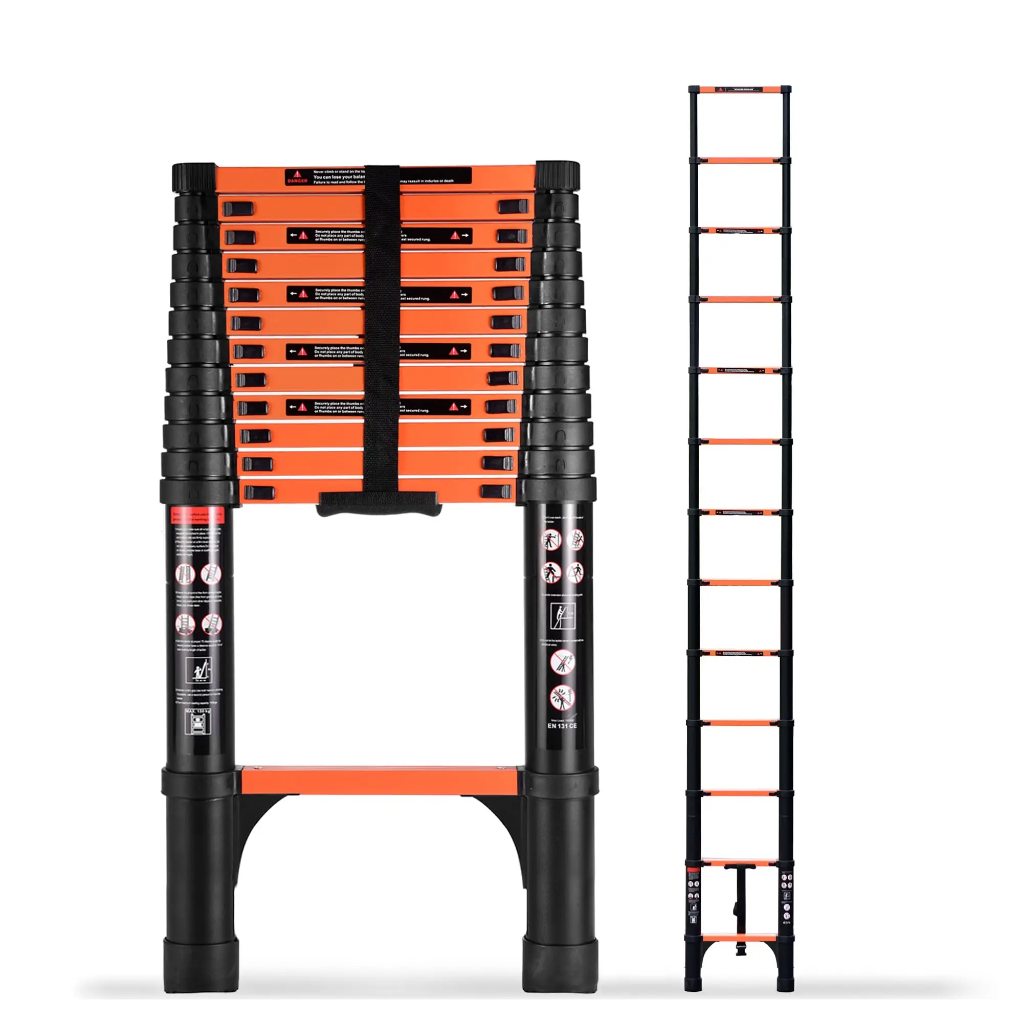 20.3FT Telescoping Ladder with 2 Detachable Hooks DIY Aluminum Extension Ladders for Home Indoor Outdoor, Portable Heavy Duty Ladder 330lbs Max