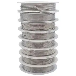 8 Packs Copper Wire Mixed Sizes Craft Jewelry Beading Wire for Beginner Practice (Rhodium, 32-18 Gaguge)