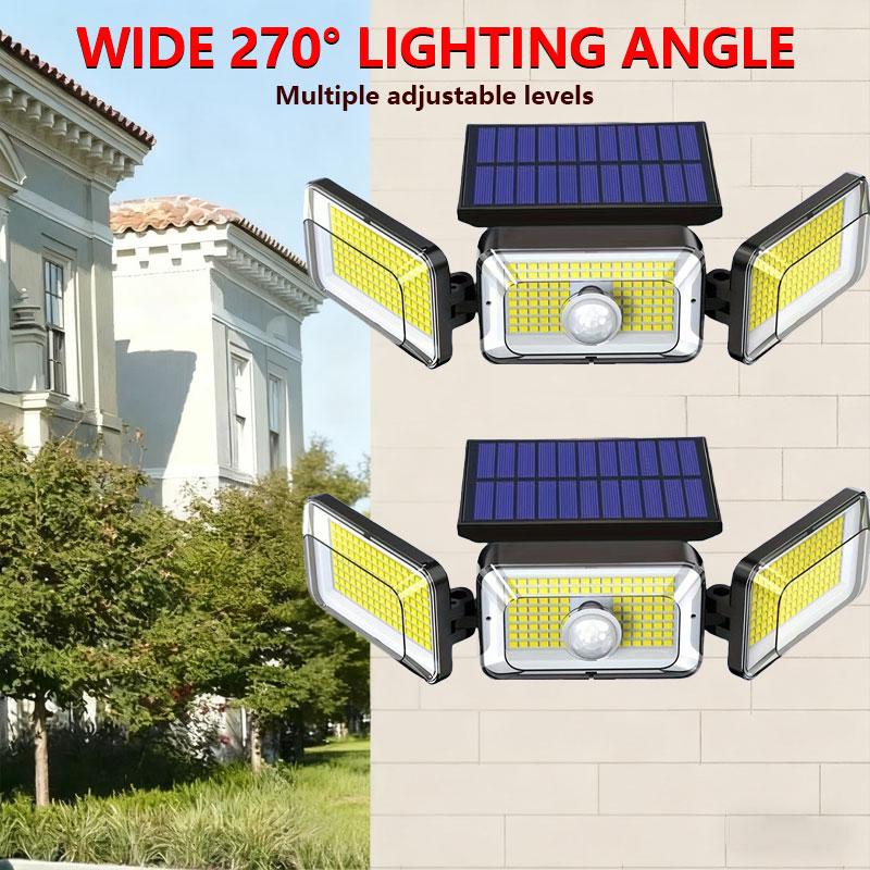 1/2-Pack High Brightness Solar Motion Sensor Lights Durable Waterproof IP65 Design for Outdoor Security & Landscape Lighting Enhancement with Remote Control and Adjustable Heads