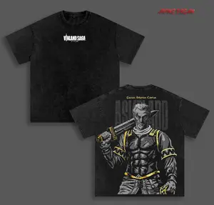Askelad Vinland Saga Anime Double Printed Vintage Washed Tee Unisex Oversize Anime Manga Washed Heavyweight Cotton T-shirt