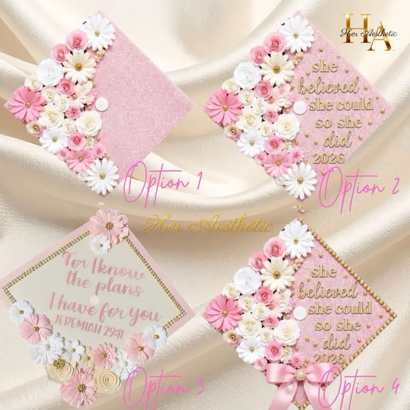 Custom Floral Graduation Cap Topper | Personalized Graduation Cap Decoration | Class of 2026 Graduation Cap