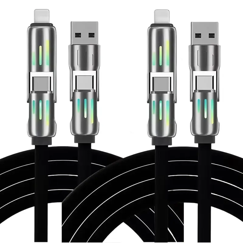 2 Pack 1M USB to Lightning & Type-C Multi Charging Cable - Universal Charger Cord for Smartphones, Mobile Devices (Typec, Lightning/Typec Compatibility)