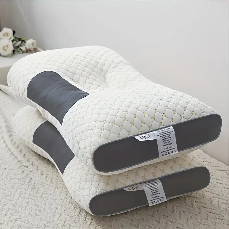 2 Soft Woven Neck Massage Pillows for Couples - Ergonomic Adjustable, High-Quality Core, Removable Skin-Friendly Cover for Enhanced Sleeping Comfort