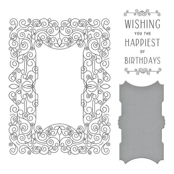 Spellbinders - BetterPress - Press Plate & Dies - Swirl Birthday Frame