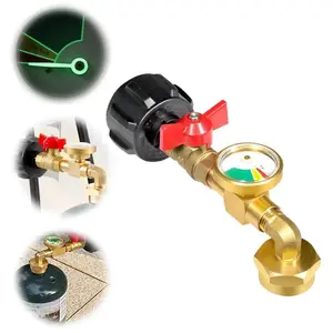 Upgraded Propane Refill Adapter with Valve and Gauge, for Filling 1lb Bottles from a 20lb Tank, Fits QCC1/Type1 Propane Tanks and 1lb Disposable Cylinders, Solid Brass mini gadget
