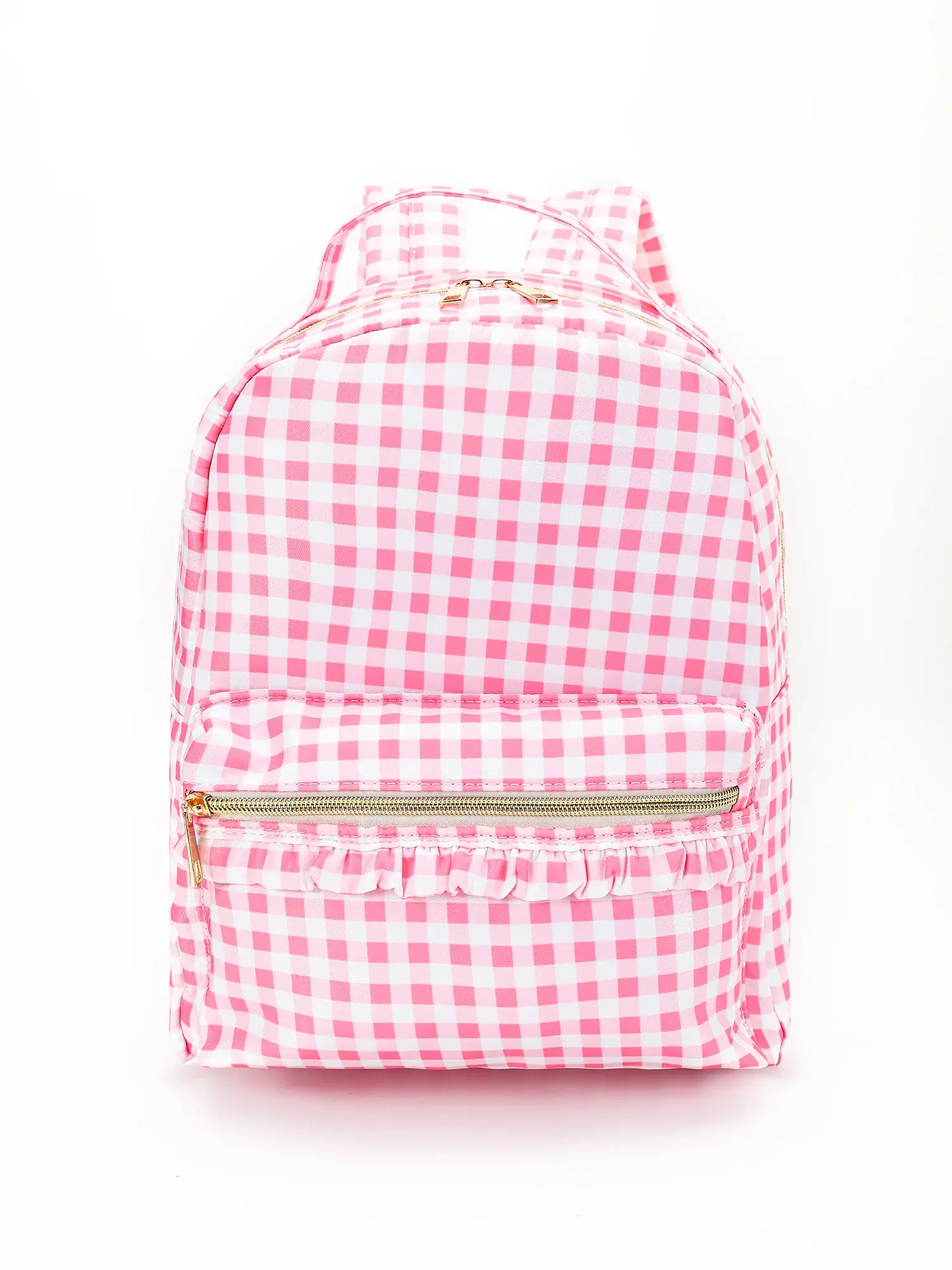 Kids' Back to School Backpack with Plaid Pattern, 17-Inch Child Sized Multi Compartment Bag in Pink & Blue, Multi Compartment Backpack, Plaid Pattern Backpack