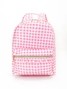 Back to school Pink & Blue Plaid Kids Backpack