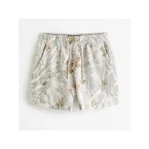 Camo Sweat Shorts Maple Leaf Print Drawstring Elastic High Waist Casual Loose Workout Shorts With Pockets Gym Daily Wear Short