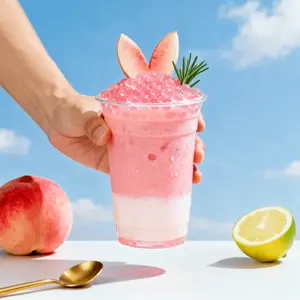 JILE Peach Boba Jelly Cubes - 8 Packs (320g) - Sweet & Chewy Dessert Topping for Bubble Tea, Yogurt, and DIY Drinks