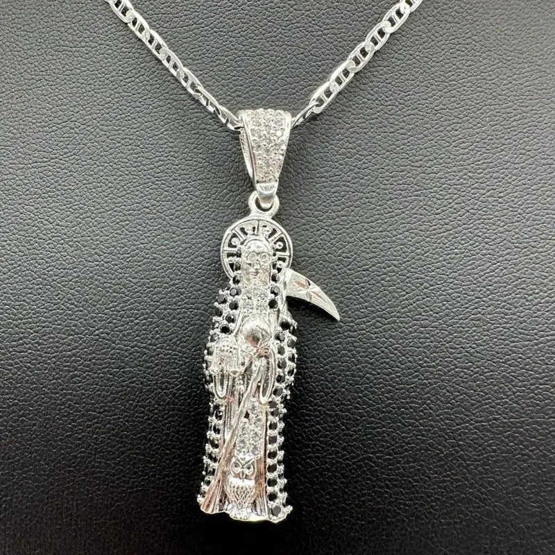 Our Lady of the Holy Death 925 Sterling Silver Pendant with 22” Chain – Divine Protection & Everyday Devotion