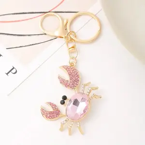 2PCS Matching Crab Couple Keychain Set for Couples, Colorful Crystal Ocean Animal Bag Charm, Cute Marine Life Car & Wallet Key Pendant, Trendy Aesthetic Alloy Key Ring for Purse & Backpack outdoorfun