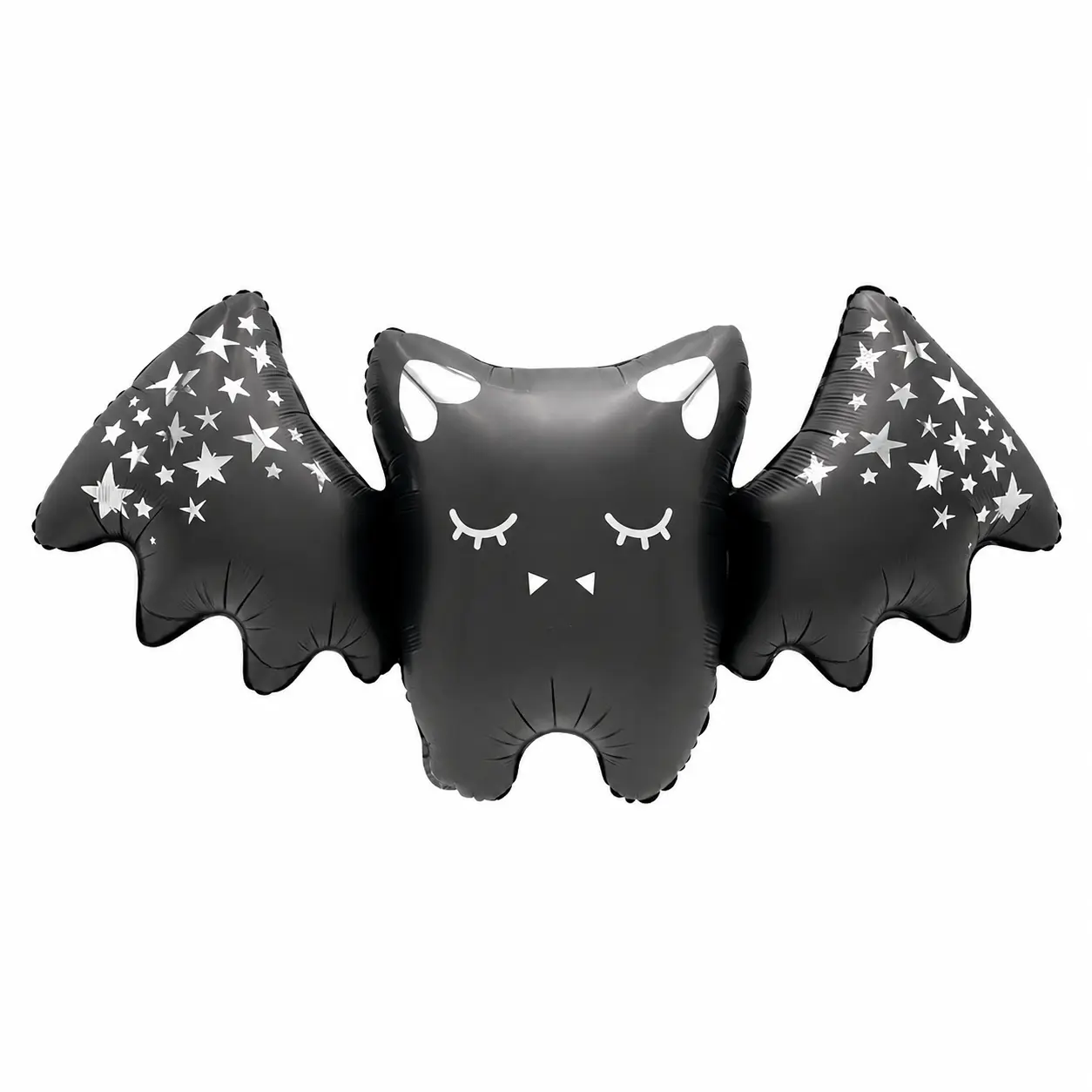 45 x 104CM Halloween Bat Foil Balloon, Large Matte Black Inflatable Bat Decoration with Star Print, Hanging Party Decor for Haunted House, Porch, Doorway and Indoor Display