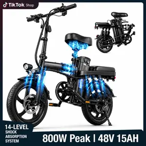 Foldable Electric Bike 800W Peak Motor 48V15Ah Removable Battery 25 Miles Range 20 MPH UL2849 Certified Urban Commuter Bicycle Seat Dual Tire speed ebike l foldable l