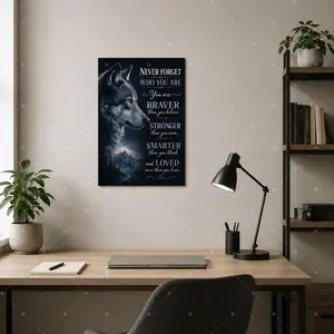 Inspirational Wolf Quote Canvas Wall Art, Dark Blue Motivational Animal Poster, Rustic Home Office Decor, Bedroom Living Room Wall Decor, Unframed Canvas Poster, Framed Canvas Wrap