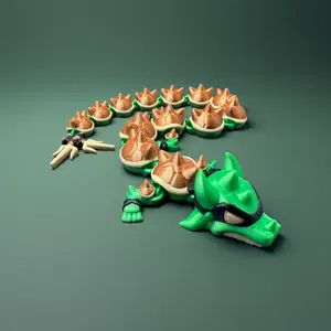 21.65-in 3D Printed Turtle Dragon Figurine - PLA Material, Movable Joints, Flexible Desktop Ornament, Shapes-Adjustable, Home/Office Decor, Unique US Spot Gift for Parents