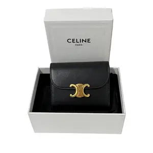 Pre-owned Celine Leather Wallet Triomphe Small Flap Wallet