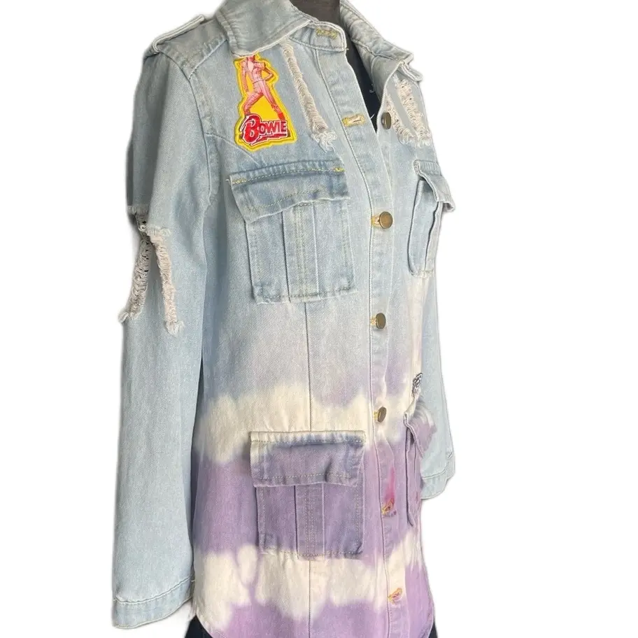 American Rock Band Women's Tie Dyed Denim Jacket - womenswear, Coats
