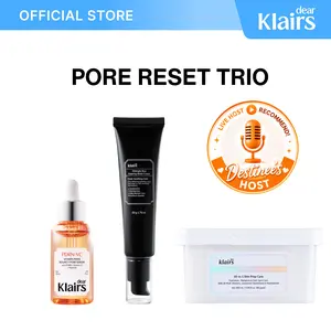 [Dear Klairs Official] Destinee's Pore Reset Trio [Esthetician's Choice] | Host's Choice Bundle: Midnight Blue Water Gel Cream & Vitamin PDRN Bouncy Pore Serum & Vitamin Skin Prep Toner Pads | Hydration, Skin Barrier, Brightening, Pore Tightening