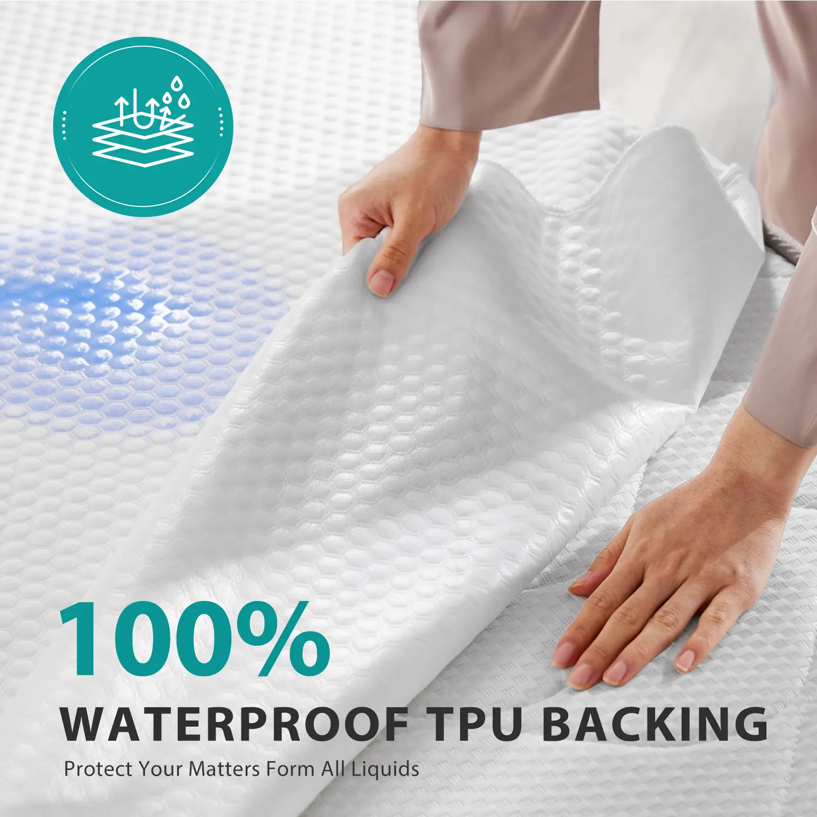 【FathersDayGift】Bamboo Fabric Waterproof Pad Protector Viscose Made from Bamboo Mattress Pad Cover Noiseless Washable with Deep Pocket Up to 21" Bed P
