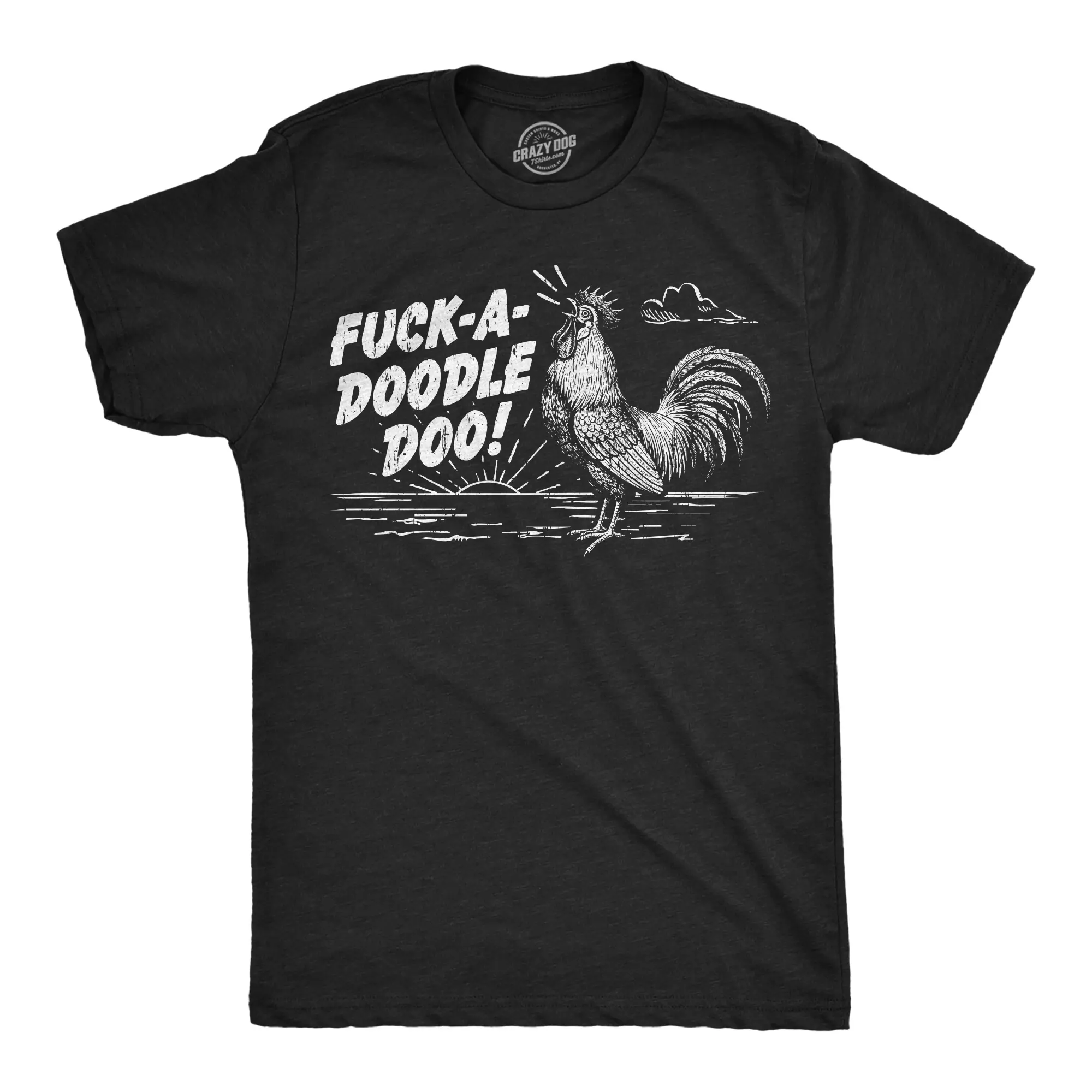 Mens Funny T Shirts F*ck A Doodle Do Sarcastic Rooster Graphic Novelty Tee For Men Mens Funny T Shirts Cool Vintage Fashion T-Shirt Gift Classic Menswear Funny Animal Short Sleeve Novelty Tees for Guys Black -