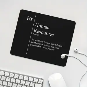 Funny HR Definition Small Square Mouse Pad, Stitched Lockedge Rubber Anti-Slip Protective Desk Mat, Ideal for HR Professionals, Office Workers & Home Office Decor