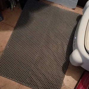 Large Cat Litter Mat for Litter Box, 30"×22" Double Layer Trapping Mat, Non-Slip Water Proof Kitty Litter Pad, Grey