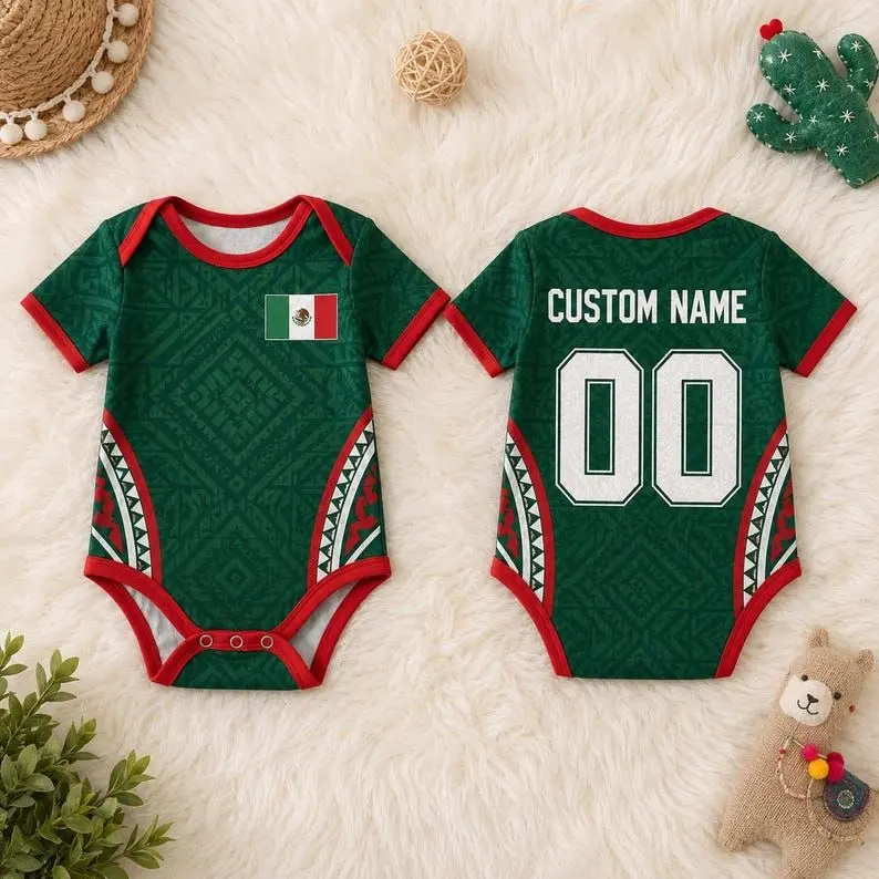 Mexico Baby Bodysuit, Personalized Soccer Onesie, Custom Name Number Jersey, Mexico Football Baby Outfit Gift Personalized Dual Citizenship, World Soccer Baby Suit, Football Gift – FASTSHIPPING
