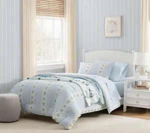 Martha Stewart Annabelle Strip e Blue Full Que en Comforter Se