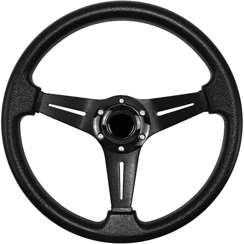 13.8" Racing Sim Steering Wheel | Anti-Slip Leather Grip & Aluminum Build | 6 Bolt Design for PC/Console Car Games (Black)