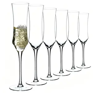Champagne Flutes Set, 7 Oz Elegant Stemmed Flute Glasses Set of 6, Dishwasher Safe Sparkling Wine Glass Mimosa Glasses for Parties Weddings