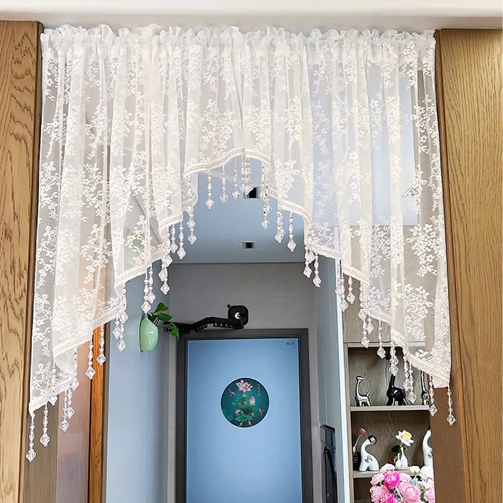 1pc No-Drill Lace Curtain, French Half Curtain, Window Curtains, Home Decoration Curtain for Luxurious Vintage Bedroom, Versatile Decorative Screen for All Seasons