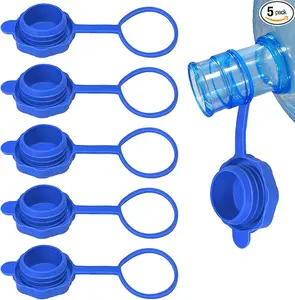 5PCS Blue Anti Spill Bottle Caps Reuse 5 Gallon Water Bottle Cap Universal Drinking Fountain Bucket Lid with Ring Suitable for Standard Opening 55mm Cans
