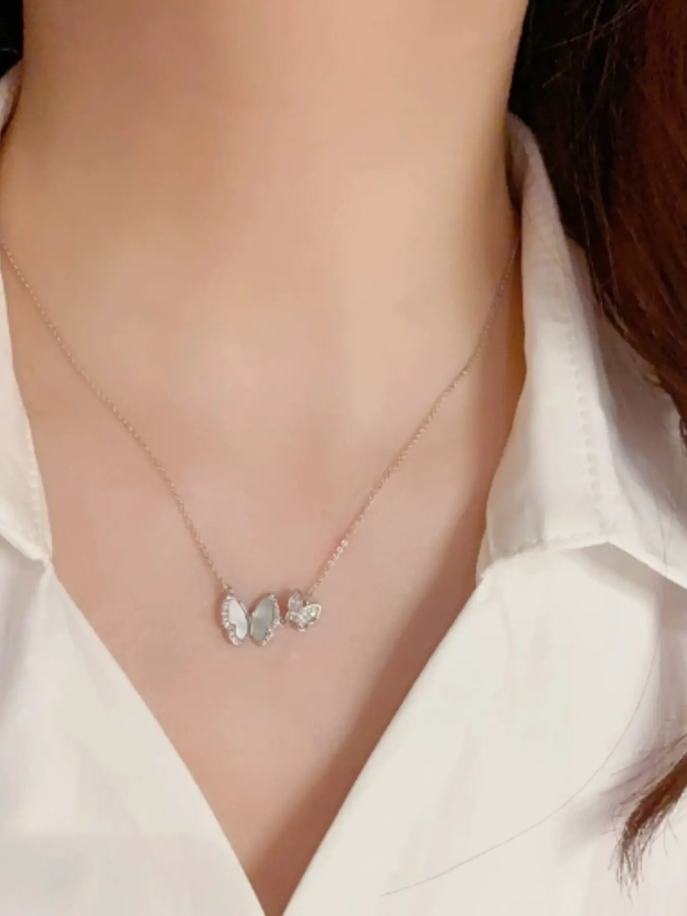 Elegant Zircon Shell Butterfly Necklace for Women, Versatile Pendant Choker Chain, High-End Luxury Jewelry, Perfect Gift Idea