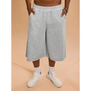 Forever 21 Men's Grey Casual Loose Mid-Length Athletic Shorts With Unfinished Edges; Suitable For Everyday Wear