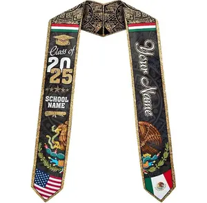 Personalized Mexican Graduation Sash Class Of 2025, Mexico Graduation Stole, Mexican American Graduation Gifts for Seniors