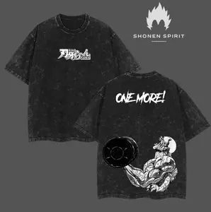Jack Hanma “One More!” Gym Shirt, Baki Anime Oversized Muscle Fit Tee, Acid Washed Cotton Workout Top, Double Printed Streetwear T-Shirt, Anime Gymwear for Otaku & Fighters