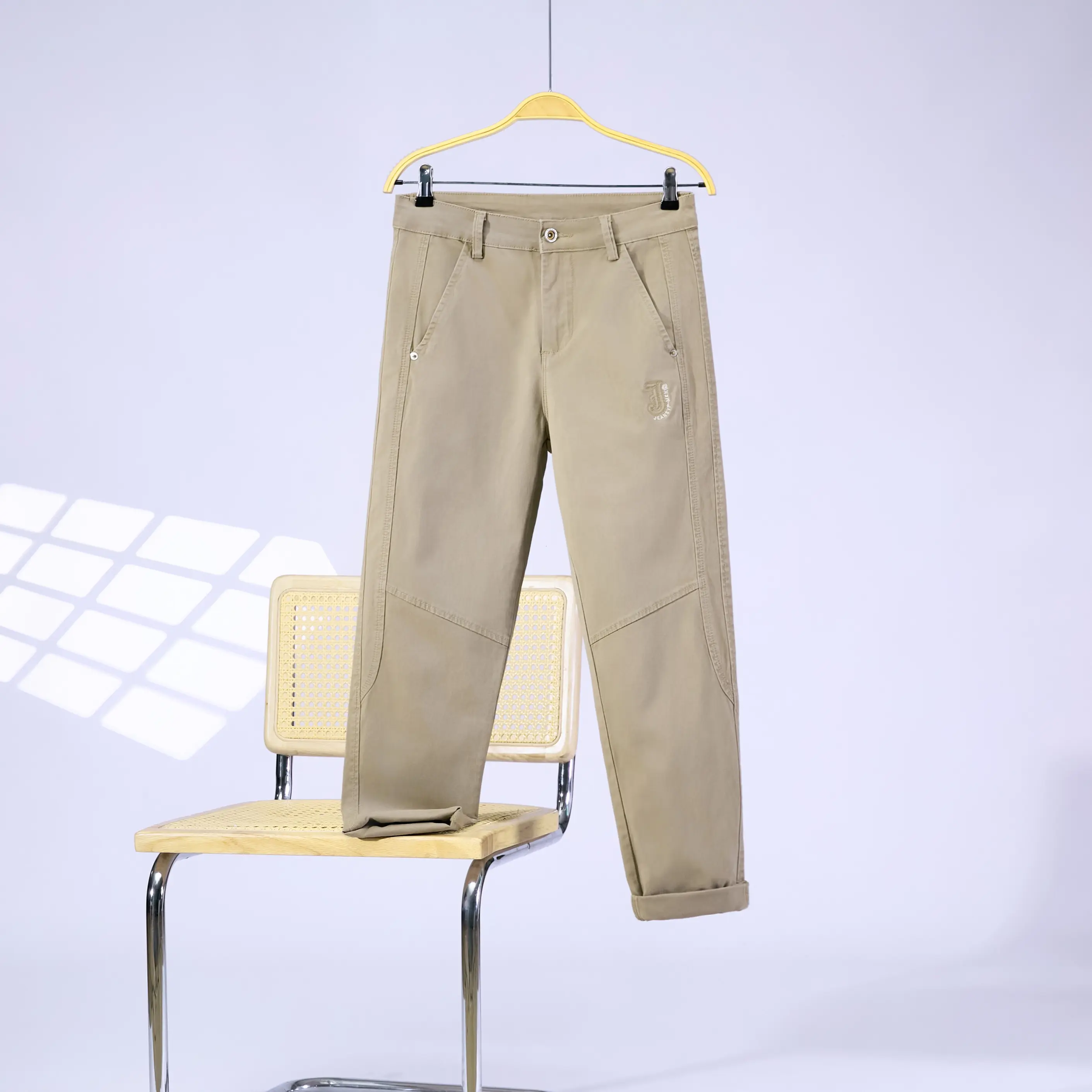 [HY603] Menswear Vintage Classic Cowboy Khaki Pants, Flannel Fabric Men's Bottoms