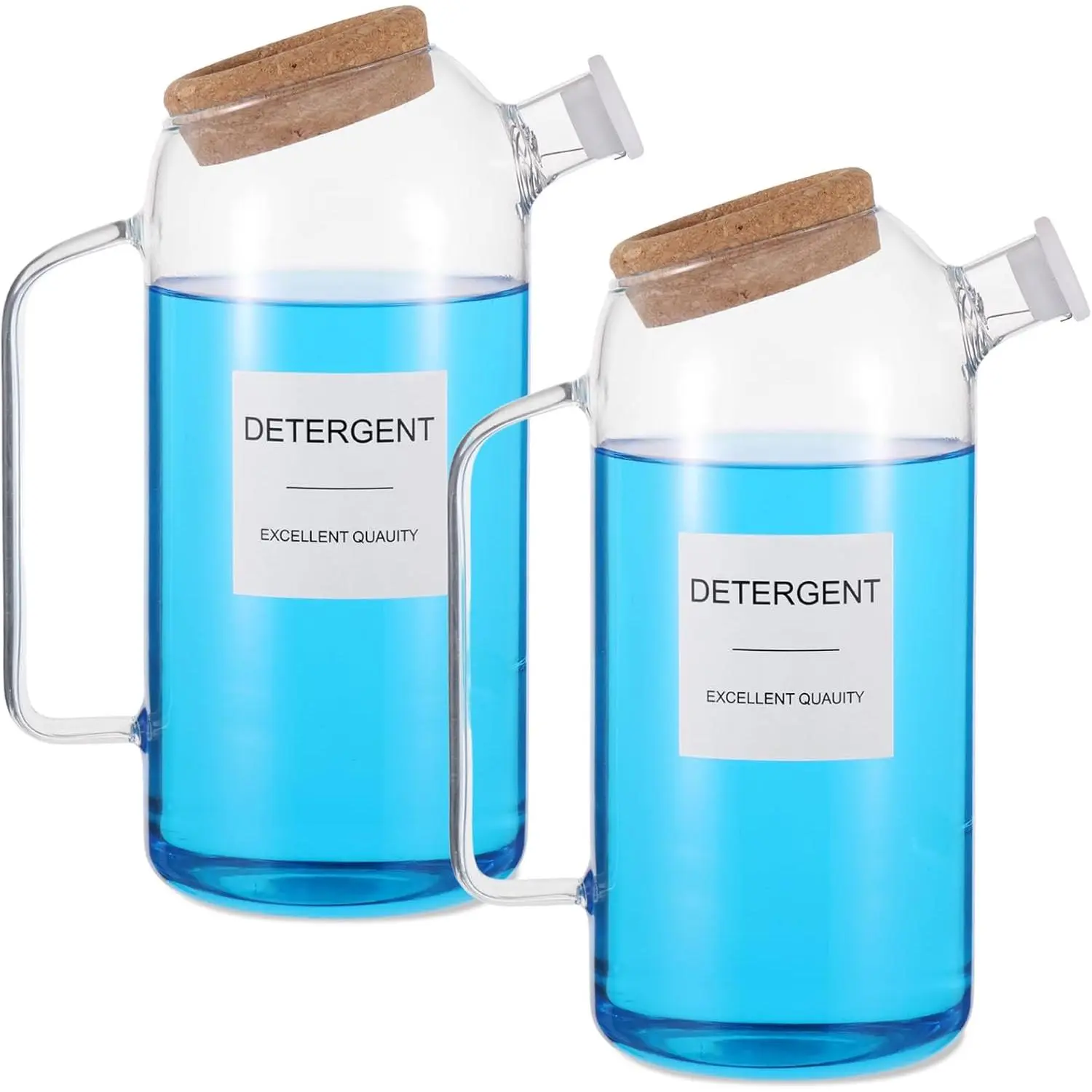 2 Sets Liquid Laundry Detergent Dispenser with Lables, 60oz Glass Laundry Detergent Dispenser, Ideal for Laundry Room Organization and Storage, for Bleach, Fabric Softener, Laundry Soap Dispensers