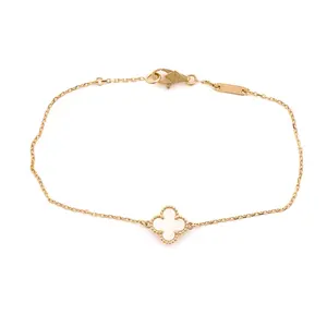 Pre-owned Van Cleef & Arpels Sweet Alhambra Bracelet 18K Yellow Gold and Mother of Pearl by Rebag