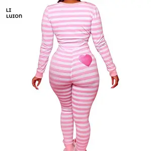 Women’s V-Neck Long-Sleeve Bodycon One-Piece Pajama/Sleepwear Romper