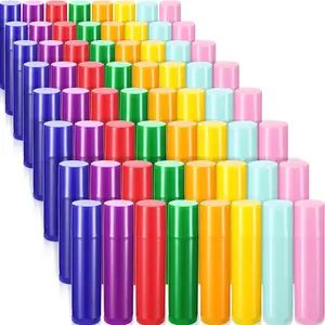 64 Pieces Lip Balm 5 ml Empty Containers Refillable Rotatable Plastic Lipstick Tubes DIY Lip Gloss Balm Tube Holder for DIY Cosmetic, 8 Colors