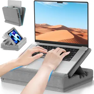 Laptop Knee Tray for Lap with Cushion, Adjustable Laptop Pillow for Bed/Couch, Foldable Tablet Pillow Holder for Lap, Sofa and Desk for up to 15'' PC/Mac, Tablet, iPad, Kindle