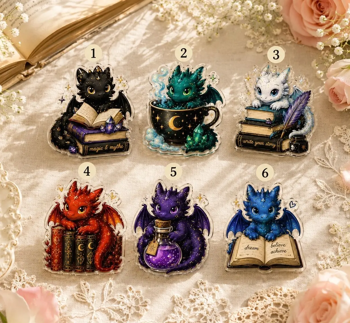 Dragon Phone Grip, Sleeping Dragon Book Lover Design, Whimsical Fantasy Reader Gift