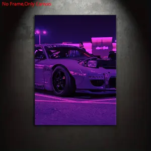 1 Piece/Set Frameless Canvas Painting Print Poster, Canvas Prints, Classic Realistic Art, Purple RX-7 Sports Car, A perfect gift for Japanese JDM culture enthusiasts and home decor