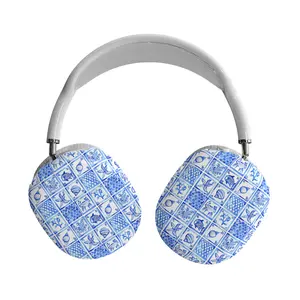 Blue & Pink Mediterranean Tile AirPods Max Case, Nautical Sea Life Protective Ear Cup Covers, Aesthetic Coastal Cowgirl Headphone Case – Ocean Sea Shell & Coral Reef Design, Cute Summer Beach Vibes, Aesthetic Coquette Protective Cover