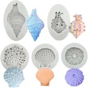 5 Pcs Seashell Conch Silicone Baking Molds for DIY Cake Fondant Decoration Chocolate Candy Polymer Clay Crafting Projects