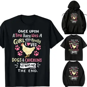 Oversize Acid Wash,Hooded sweatshirtt,Transfer，long-sleeved T-shirt-DIY-Funny Chicken Dog Lover for Women Girls Farmer T-Shirt Top Womenswear