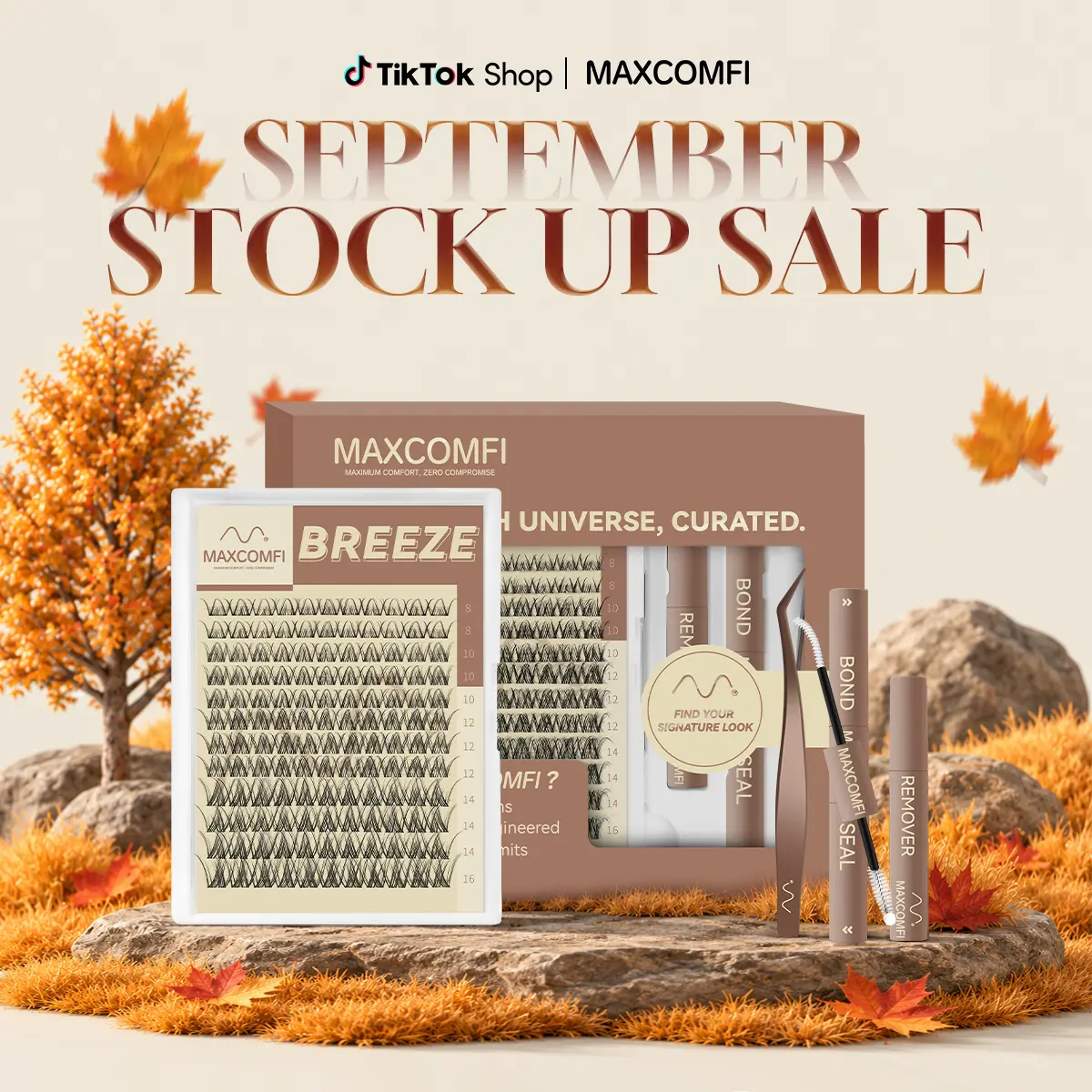 [Ad-Exclusive] MaxComfi BREEZE DIY Eyelash Extensions Set -  Spider Lashes, Waterproof, Super Soft, Thin Band, Long-Lasting Natural Volume, Beginner-Friendly Daily Makeup Cosmetic with Lash Clusters, Cluster Lashes,sunscreen,back to school