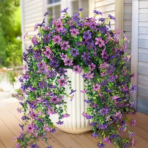 8 Pack Multicolor Violet Artificial Flower Silk Petals DIY Accessories Simulation Flower Vine Photo Props Hanging Decoration for Home Decor Enhance Your Space with Style