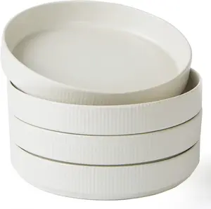 Famiware Star 8.25'' Stoneware Large Pasta Bowl (Set of 4) Tableware, Matte White